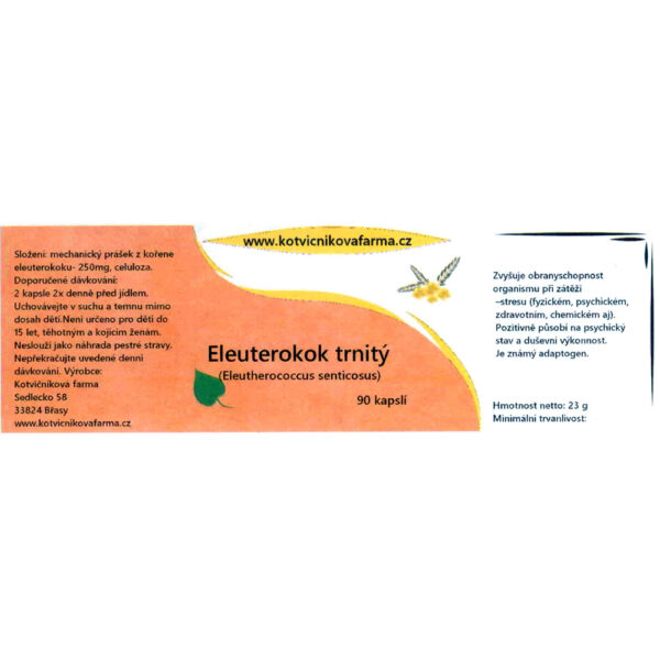 Eleuterokok ostnitý - Eleutherococcus senticosus - 90 kapslí