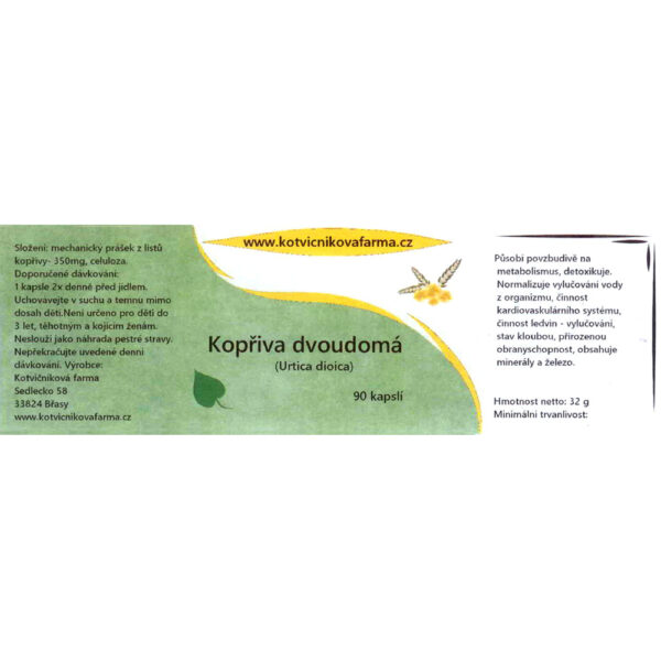 Kopřiva dvoudomá (Urtica dioica) - etiketa