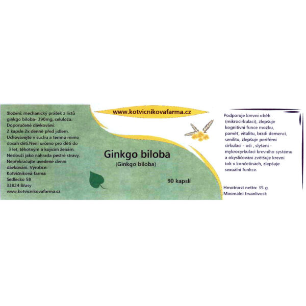 Jinan dvoulaločný (Ginkgo biloba) - 90 kapslí - etiketa