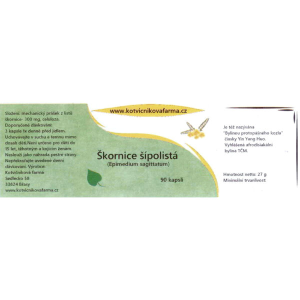 Škornice šípolistá (Epimedium sagittatum) - 90 kapslí - etiketa