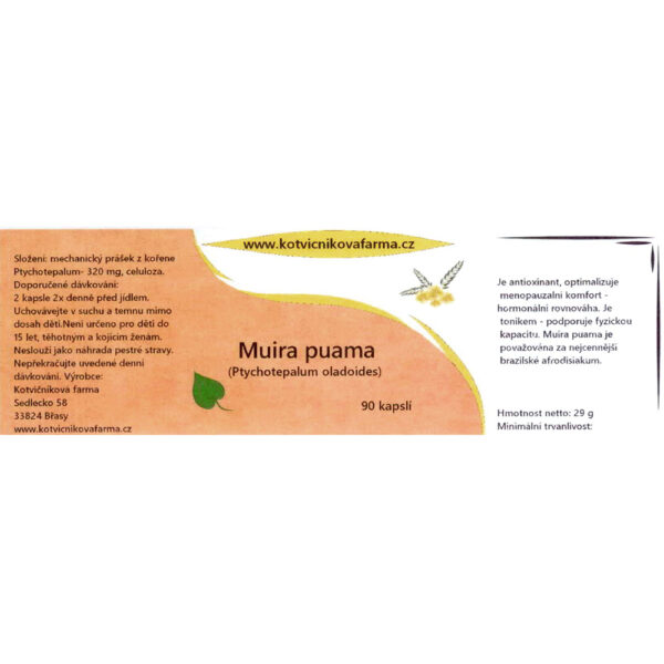Voňatec vejčitý | muira puama (Ptychopelatum olacoides) - 90 kapslí - etiketa